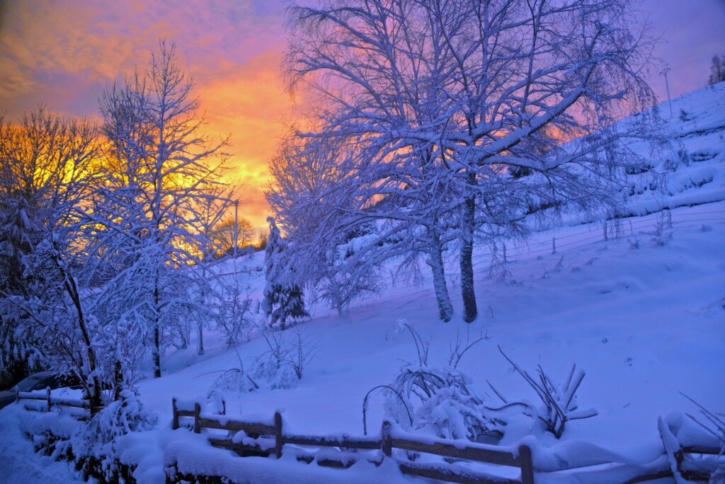 Scenic snow sunrise