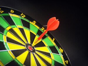 Dart in the center of a bullseye