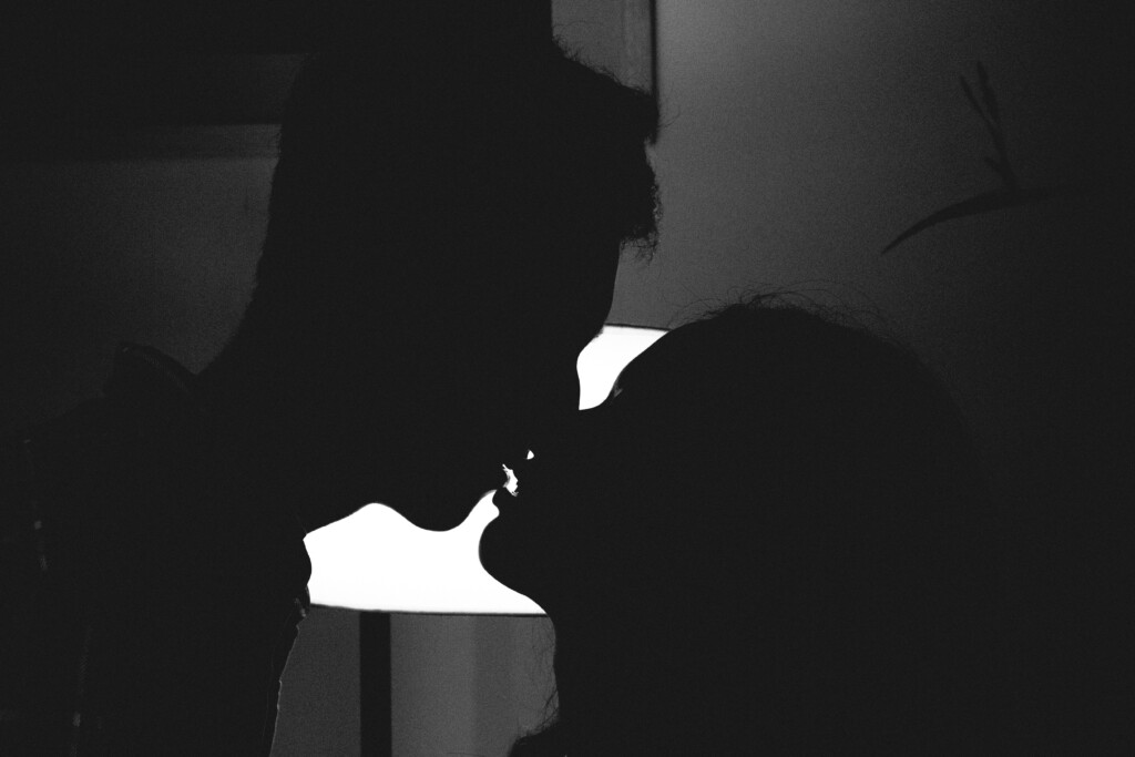 Two people kissing